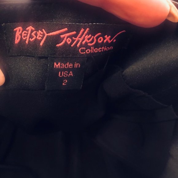 Betsy Johnson Black Satin Ruffle Cocktail Mini Dress LBD Optional Straps Size 2 - Picture 8 of 10